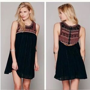 Free People Aztec Bib Beaded Embroidered Dress Preloved
